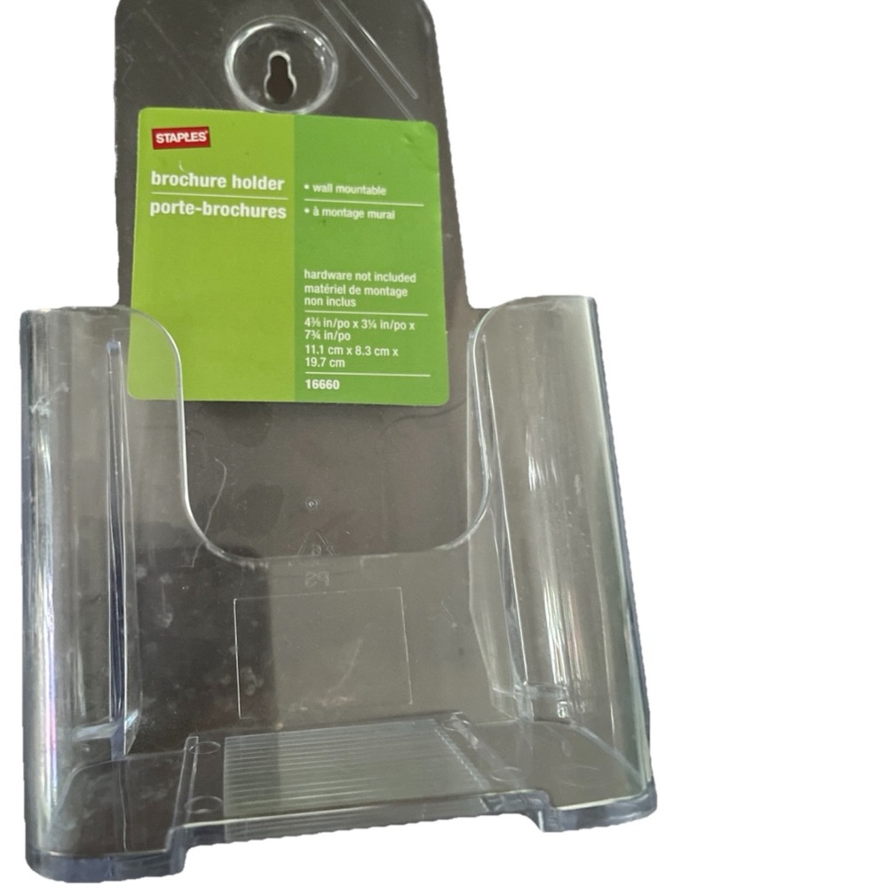 STAPLES Acrylic MAGAZINE / LITERATURE HOLDER - Wall Mountable